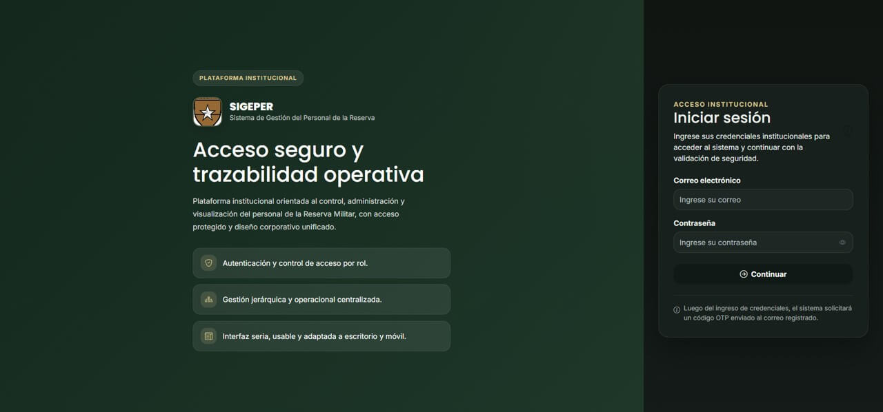 Dashboard de sistema institucional